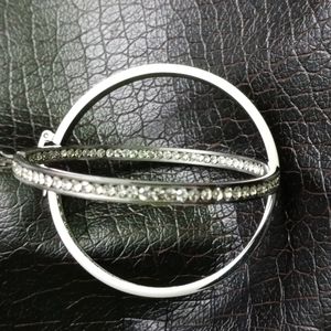 Silver tone inside out large hoops